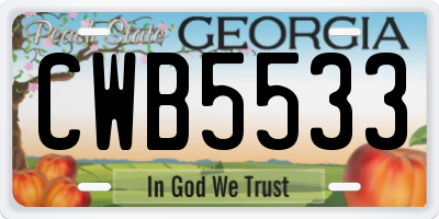 GA license plate CWB5533