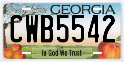 GA license plate CWB5542