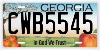 GA license plate CWB5545