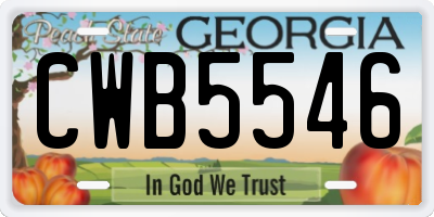 GA license plate CWB5546