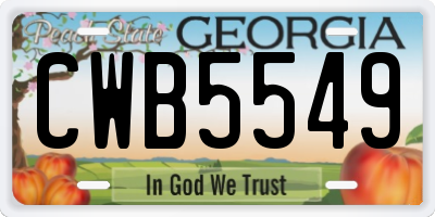 GA license plate CWB5549