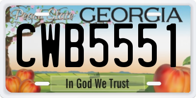 GA license plate CWB5551