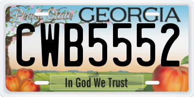 GA license plate CWB5552