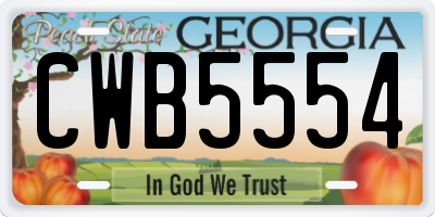 GA license plate CWB5554