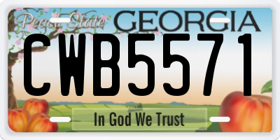 GA license plate CWB5571
