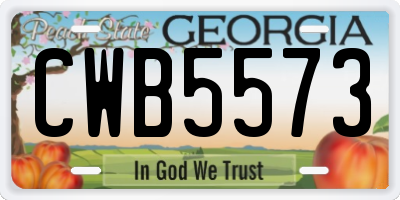 GA license plate CWB5573