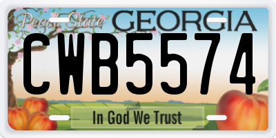 GA license plate CWB5574