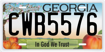 GA license plate CWB5576