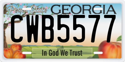GA license plate CWB5577