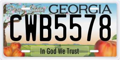 GA license plate CWB5578
