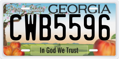 GA license plate CWB5596