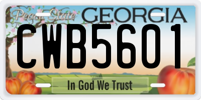 GA license plate CWB5601
