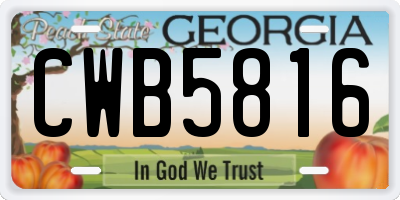 GA license plate CWB5816