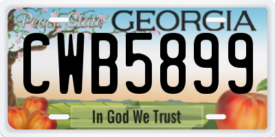 GA license plate CWB5899