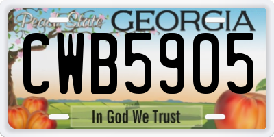 GA license plate CWB5905