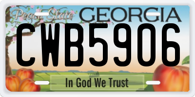GA license plate CWB5906