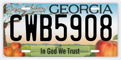 GA license plate CWB5908