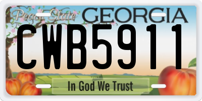 GA license plate CWB5911