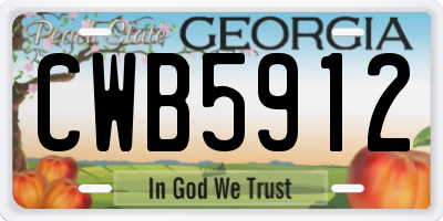 GA license plate CWB5912