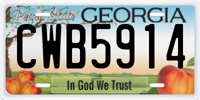 GA license plate CWB5914