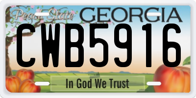 GA license plate CWB5916