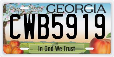GA license plate CWB5919