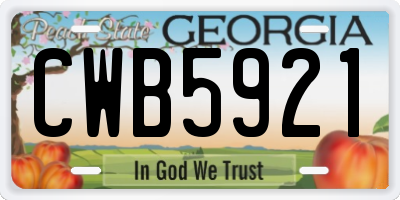 GA license plate CWB5921