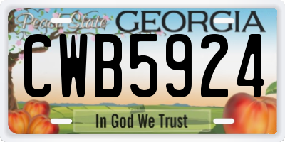 GA license plate CWB5924