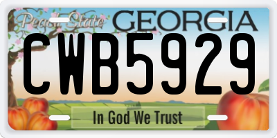 GA license plate CWB5929