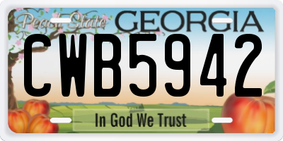 GA license plate CWB5942