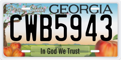 GA license plate CWB5943