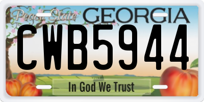 GA license plate CWB5944