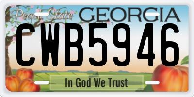 GA license plate CWB5946