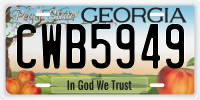 GA license plate CWB5949