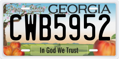 GA license plate CWB5952