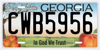 GA license plate CWB5956