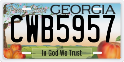 GA license plate CWB5957