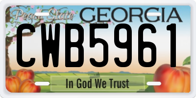 GA license plate CWB5961