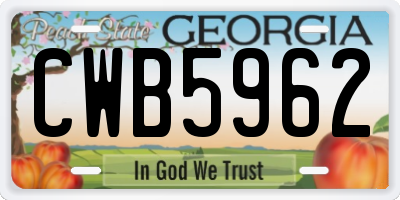 GA license plate CWB5962