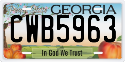 GA license plate CWB5963