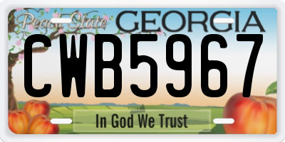 GA license plate CWB5967