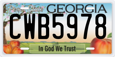 GA license plate CWB5978