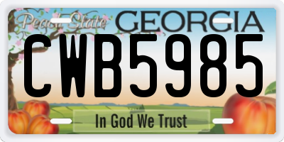 GA license plate CWB5985