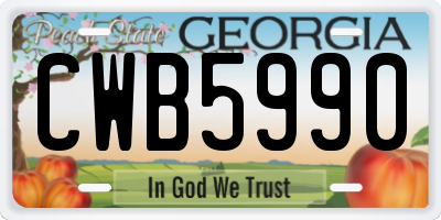 GA license plate CWB5990