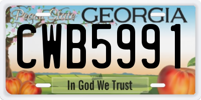 GA license plate CWB5991
