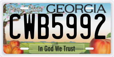 GA license plate CWB5992