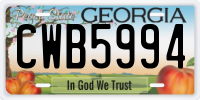GA license plate CWB5994