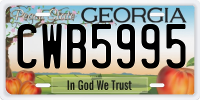 GA license plate CWB5995