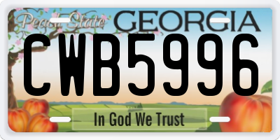 GA license plate CWB5996