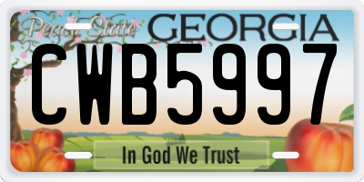 GA license plate CWB5997